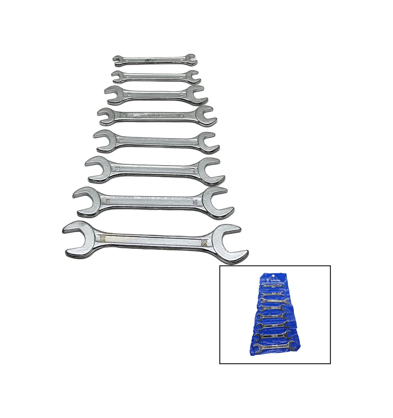 8 Parça Ağzı Açık 6-22mm Anahtar Takımı 5224