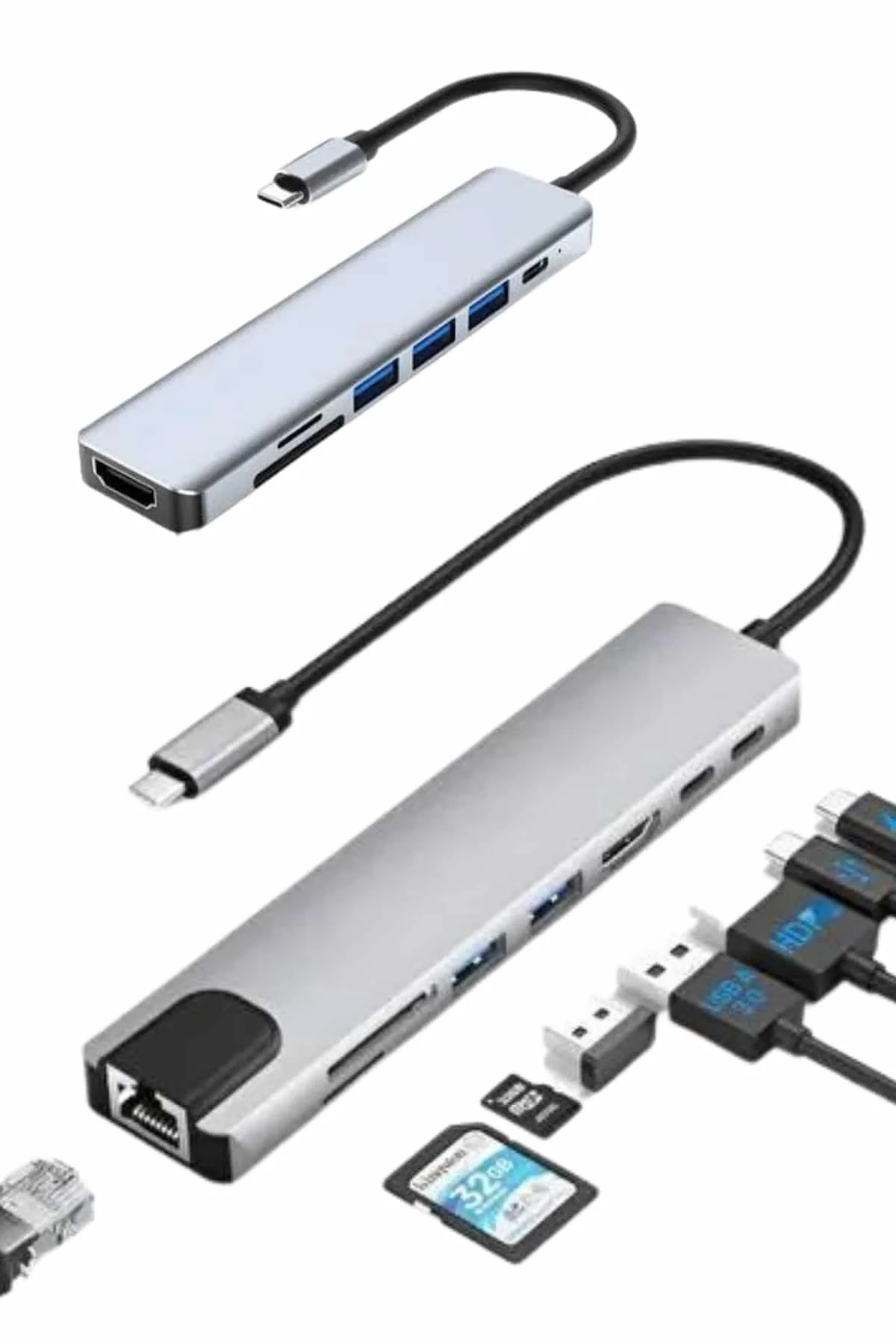 8 Port Çoklayıcı Macbook Ile Uyumlu Çoğaltıcı Type-C dönüştürücü TF SD kart Fiyatı, Yorumları ve Özellikleri