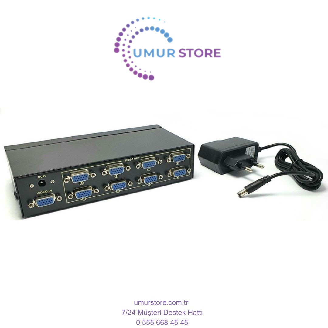 8 Port VGA Splitter 8 Port VGA Çoğaltıcı 200 Mhz 8 Port VGA Split 8 Port VGA Splitter 8 Port VGA Çoğaltıcı 200 Mhz 8 Port VGA Split