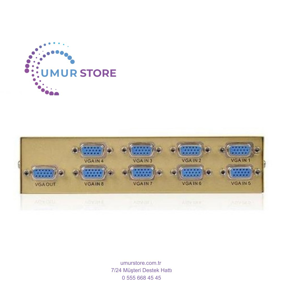 Herz 8 Port Vga Switch 8 Cihaz 1 Monitör 8 Kasa 1 Monitör Seçmeli Swit