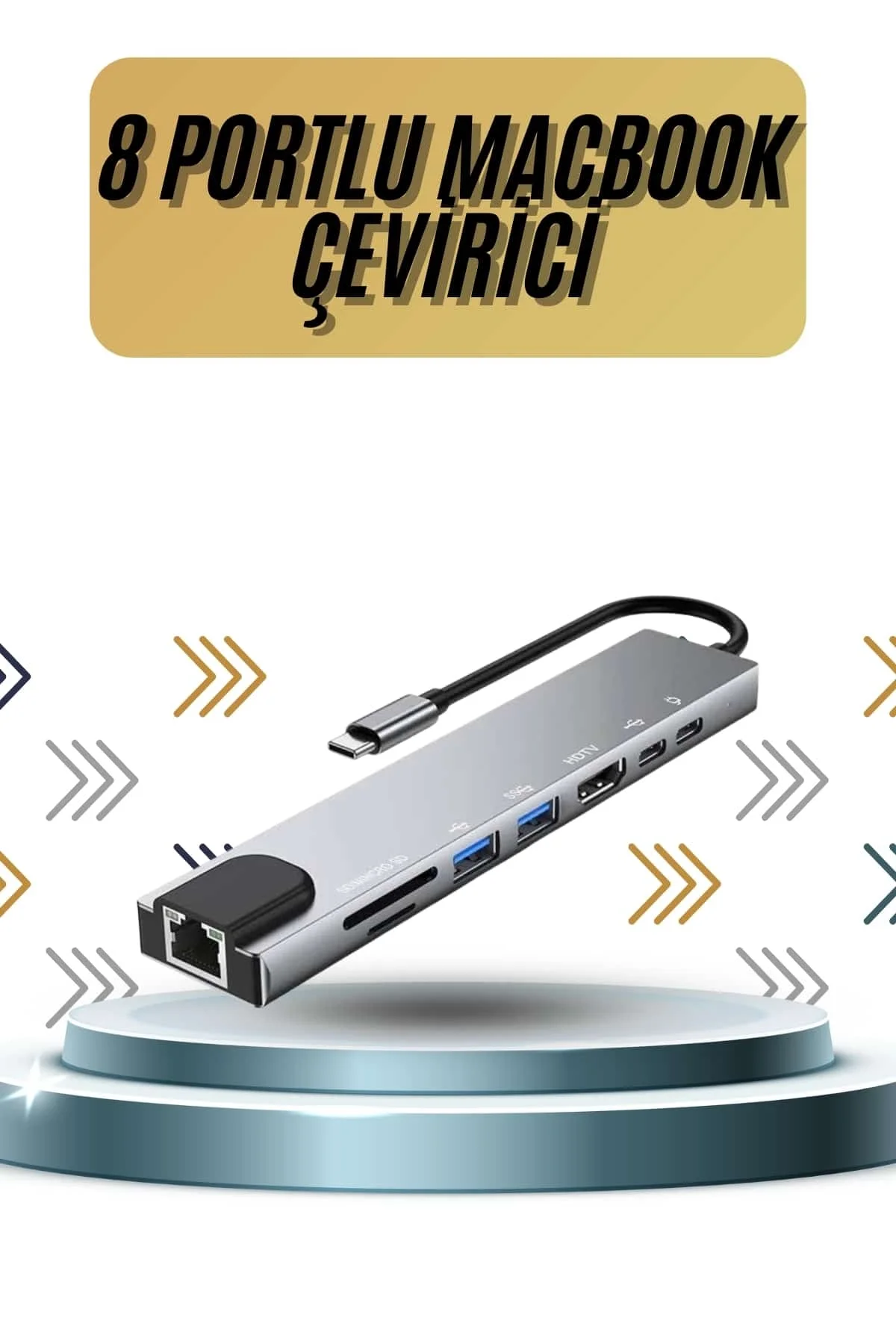 8 Portlu Macbook Çevirici Type C Hub  SD TF USB Çoğaltıcı Ethernet Fiyatı, Yorumları ve Özellikleri
