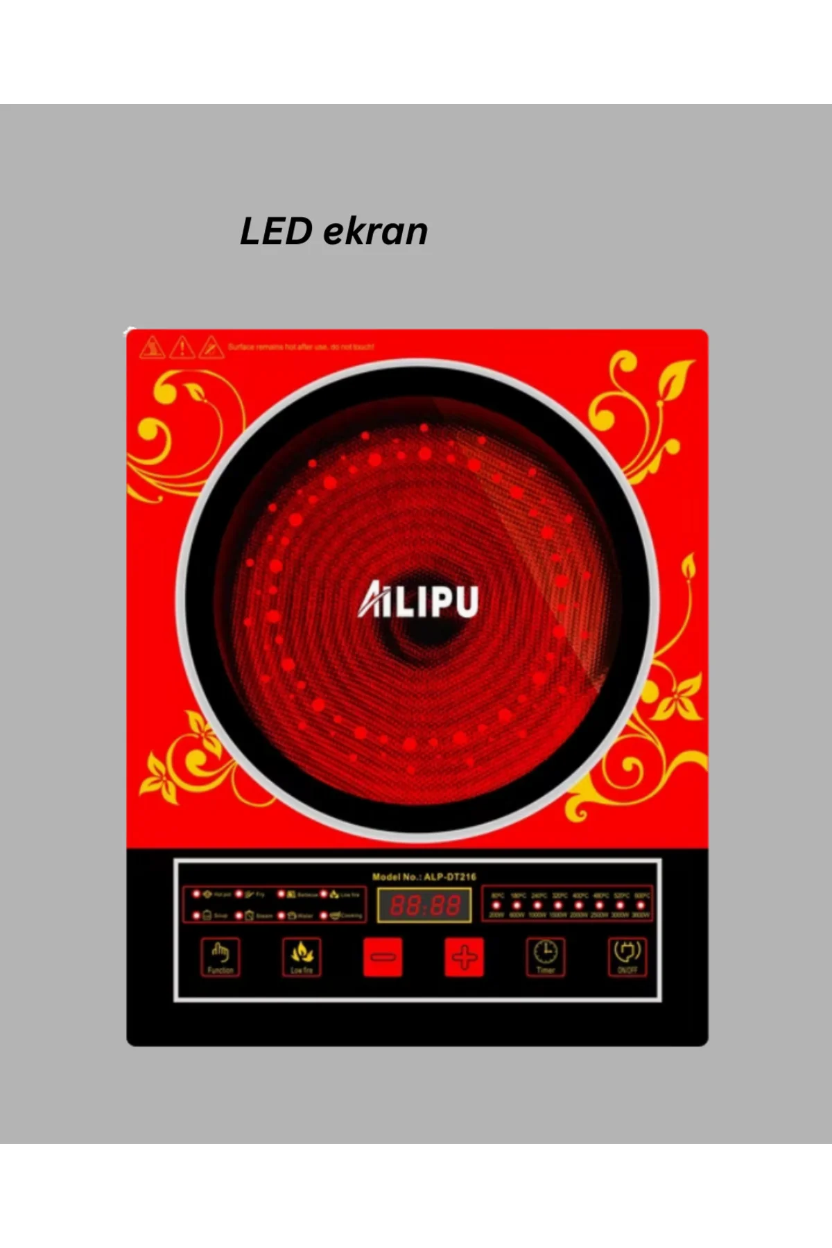 8 Programlı LED Ekranlı İndüksiyon Ocak 80–270°C Sıcaklık Ayarı