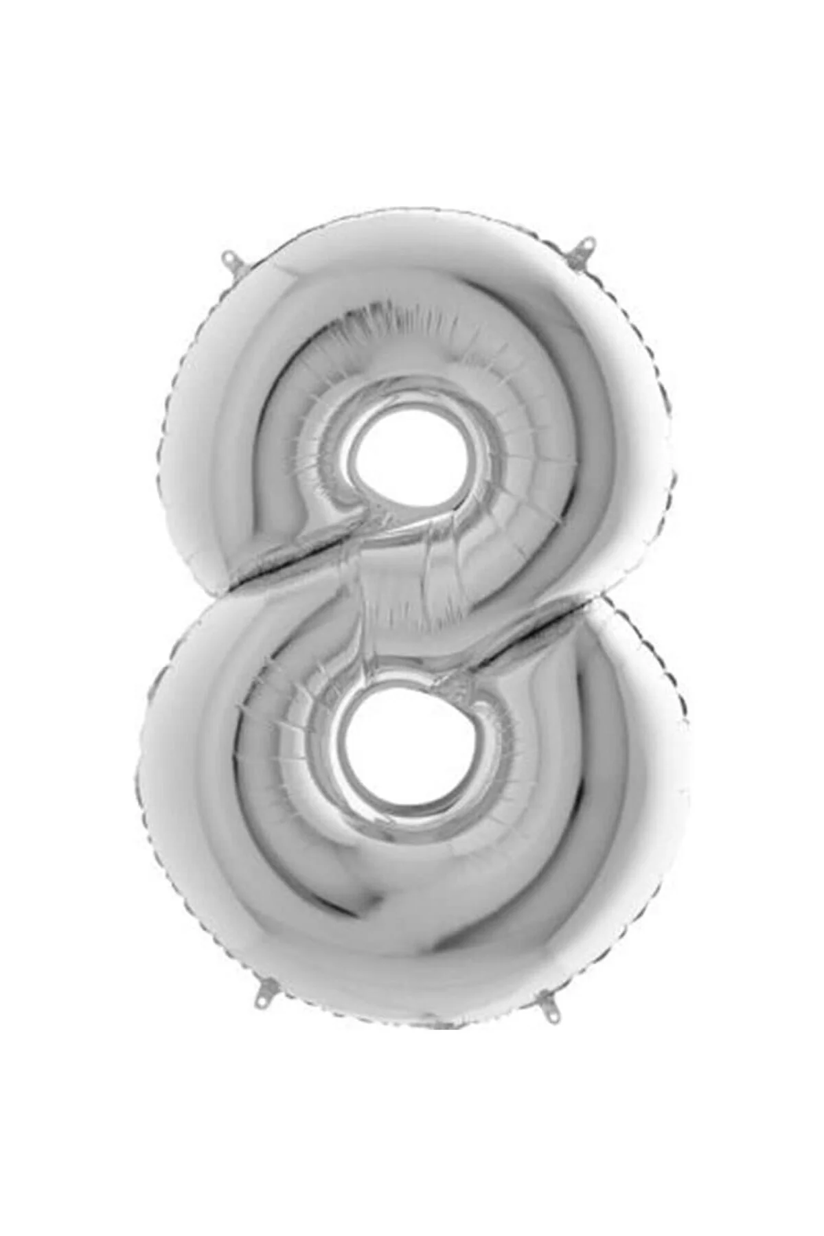 8 Rakamlı 16 İnç Gümüş Renk Folyo Balon 36 CM (Gümüş)