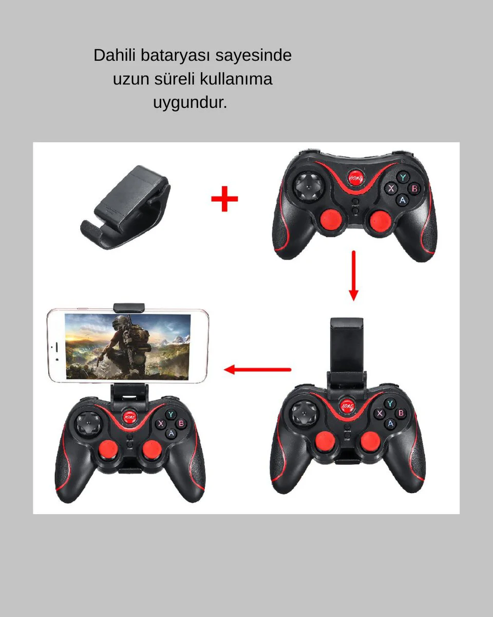 8 Saat Pil Ömrü Kablosuz Oyun Kumandası - Bluetooth ve Alıcı Destekli Gecikmesiz Oyun