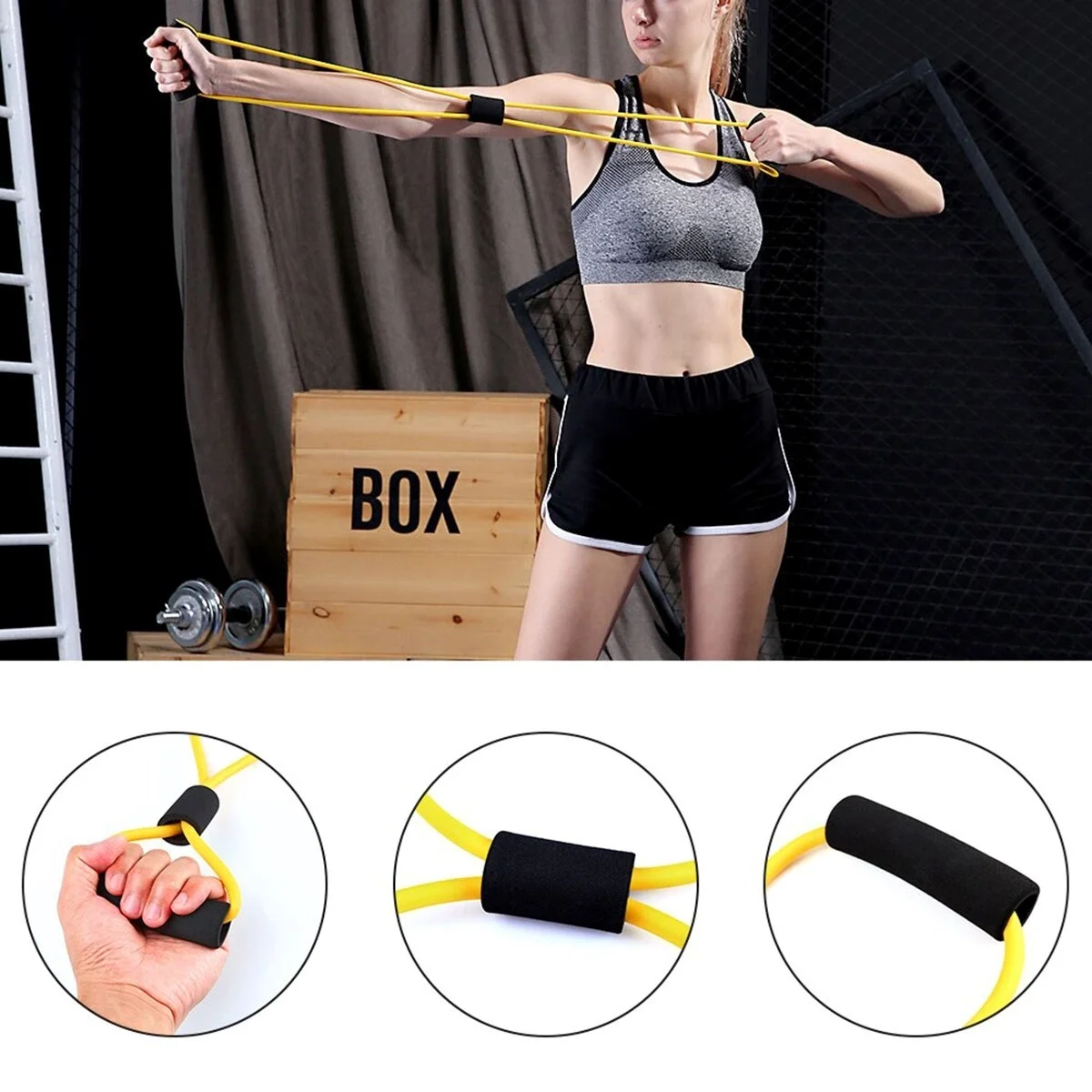 8 Şeklinde Direnç Bandı Yoga Plates Ve Vücut Geliştirme Egzersiz Bandı Bx40