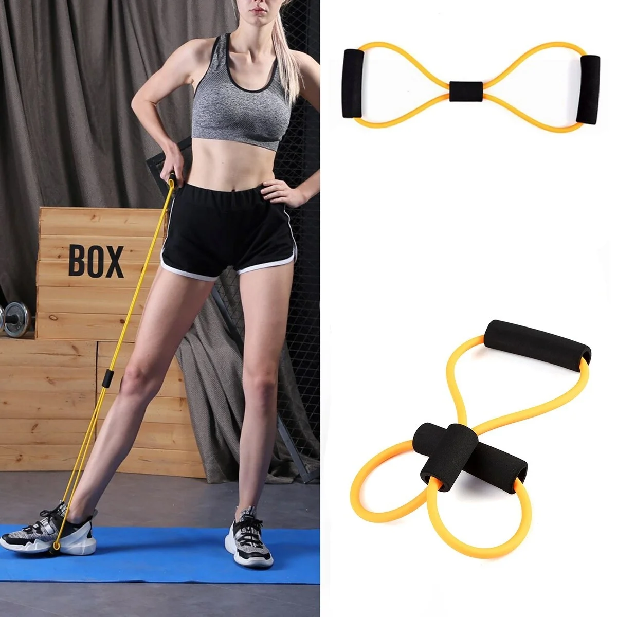 8 Şeklinde Direnç Bandı Yoga Plates Ve Vücut Geliştirme Egzersiz Bandı Bx40