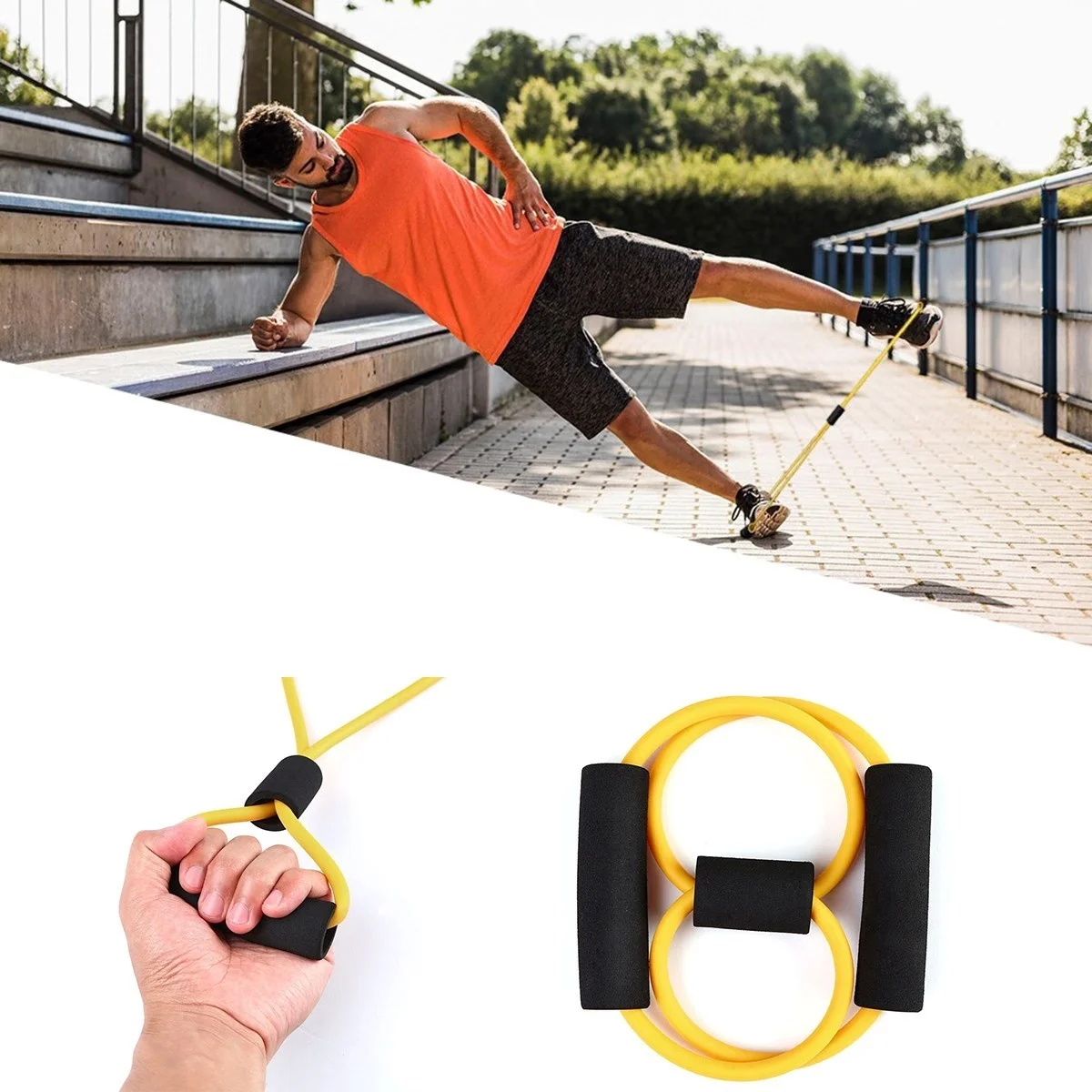8 Şeklinde Direnç Bandı Yoga Plates Ve Vücut Geliştirme Egzersiz Bandı Bx40