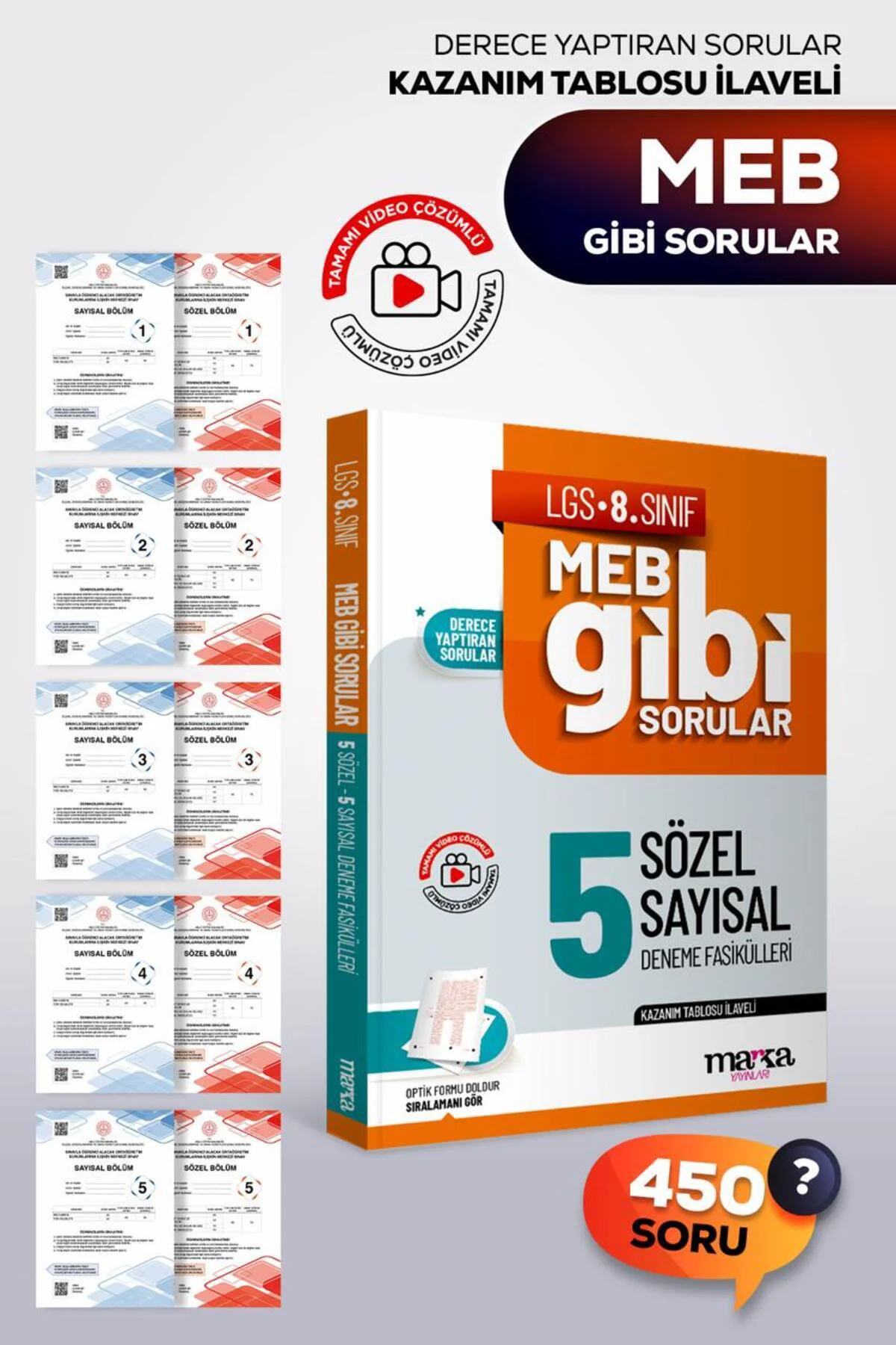 8. Sınıf LGS MEB Gibi Sorular Fasiküller Halinde Sözel ve Sayısal 5 Deneme
