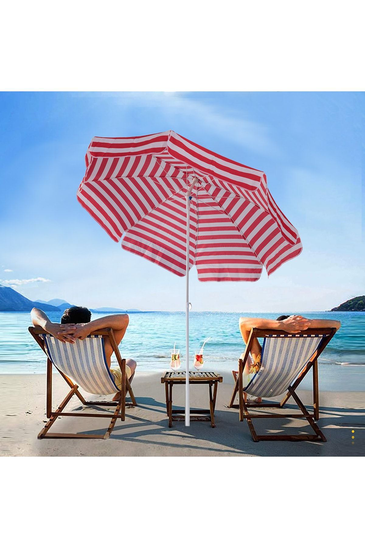 Exent 8 Telli - 200 Cm Plaj Bahçe Balkon Şemsiyesi, Eğilebilen Şemsiye