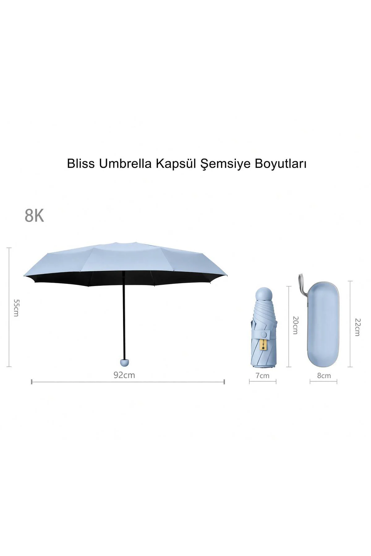 8 Telli Kapsül Şemsiye Güneş Şemsiyesi UV Koruma 8 Telli Kapsül Şemsiye Güneş Şemsiyesi UV Koruma