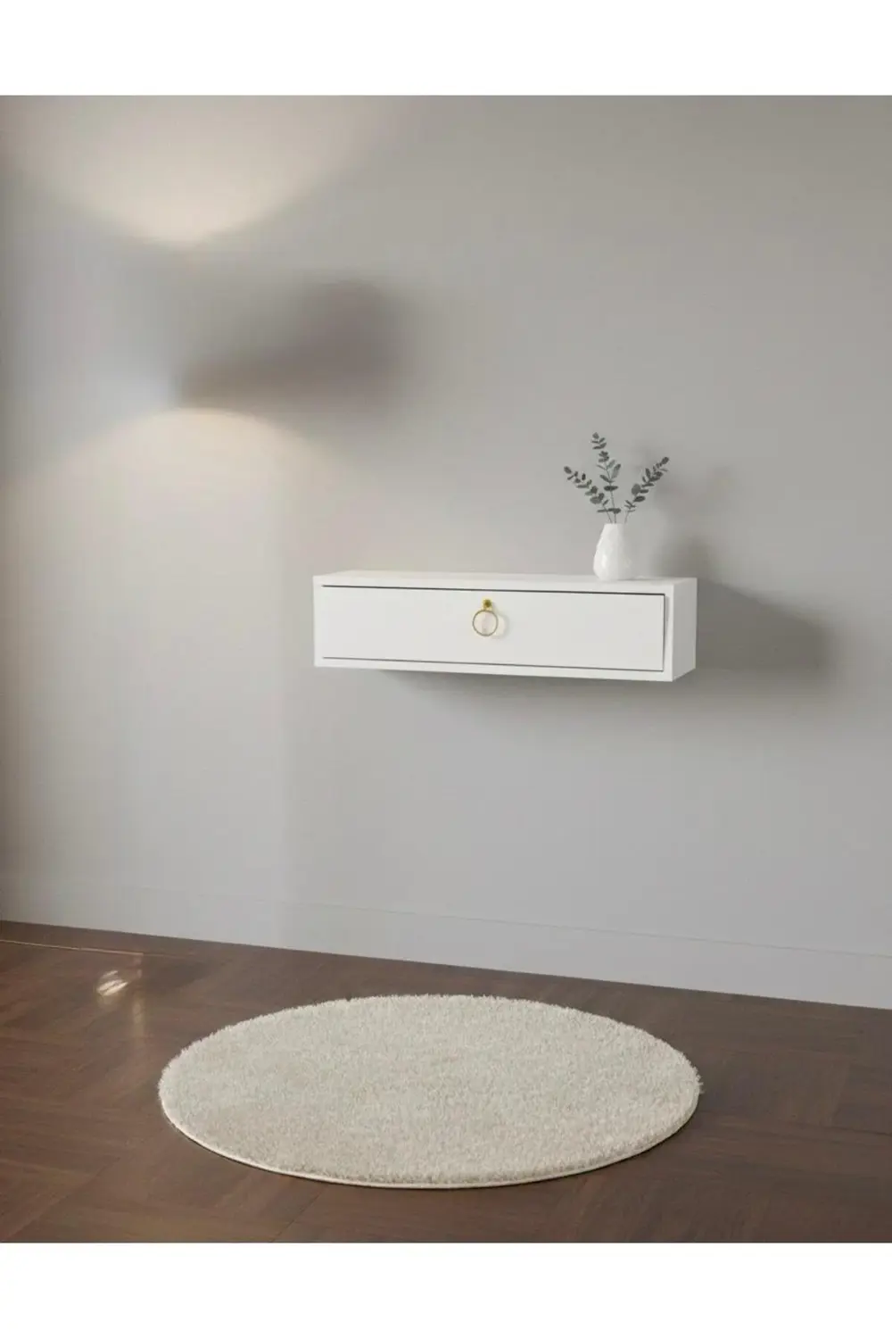 Gkmhome 80 Cm Beyaz Kapaklı Dresuar Salon Antre Hol Oturma Odası Gold Hal