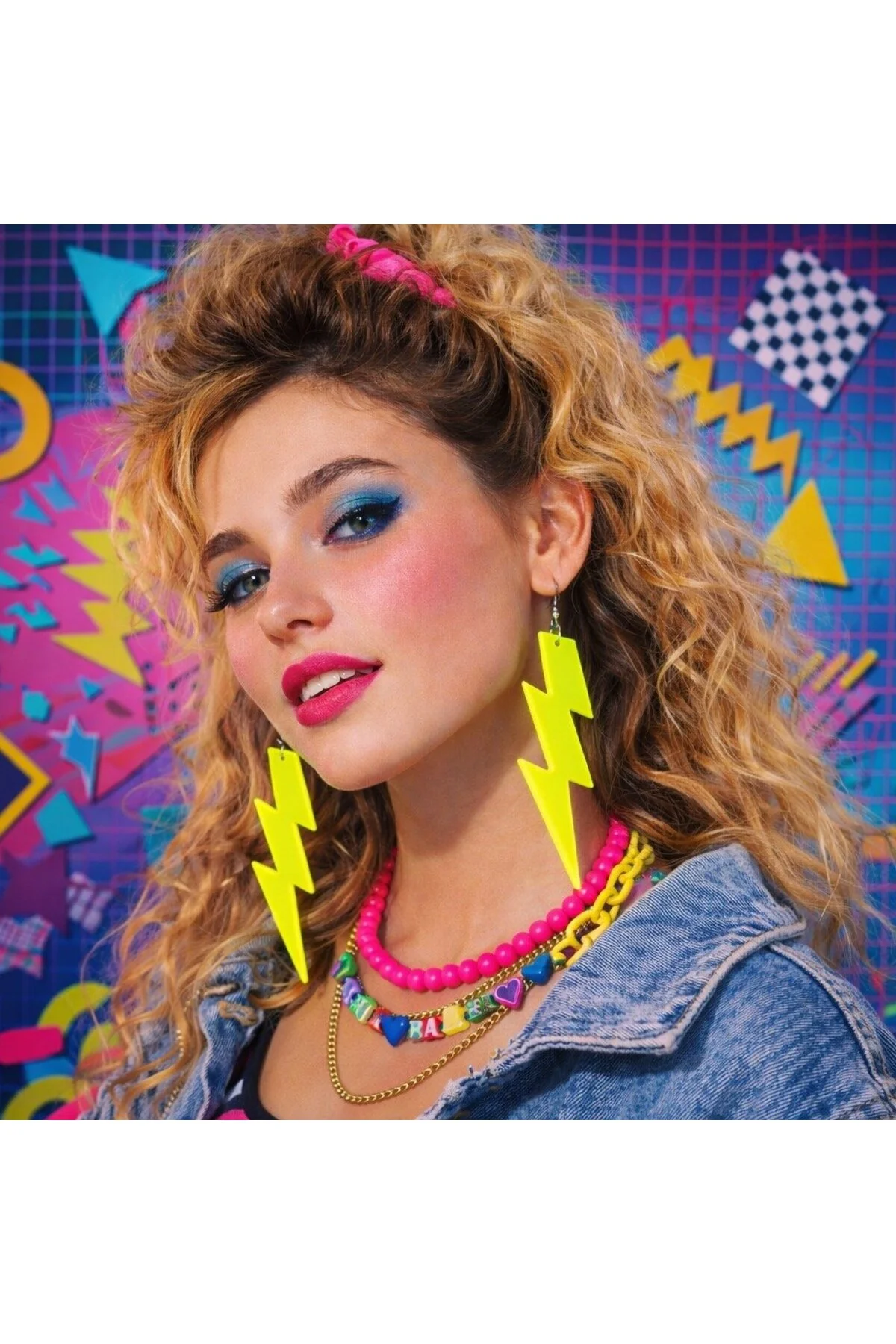 80 ler 90 lar Retro Neon Sarı Şimşek Küpe 10 cm 80 ler 90 lar Retro Neon Sarı Şimşek Küpe 10 cm