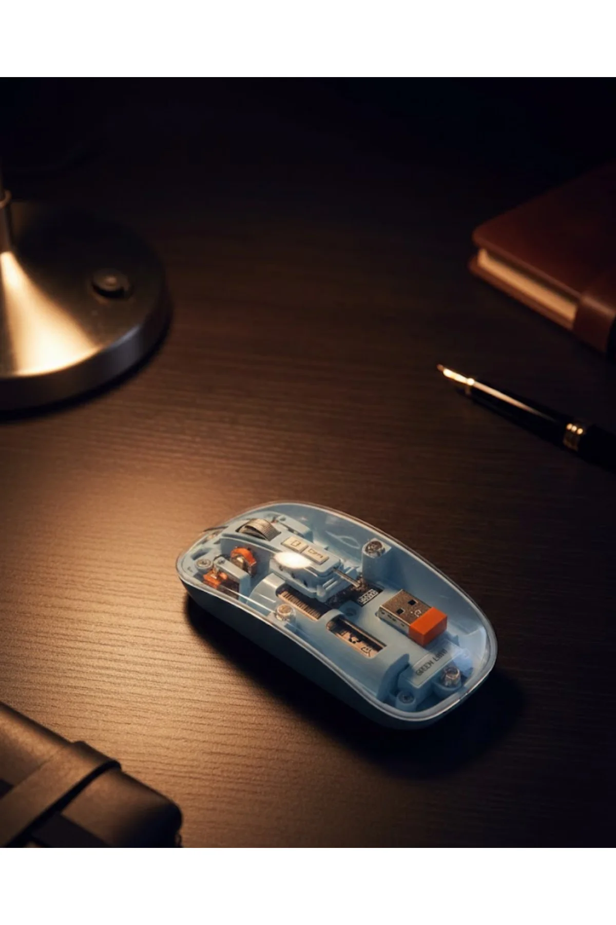 800 1600 DPI Ayarlanabilir Mavi Kablosuz Mouse Pilli