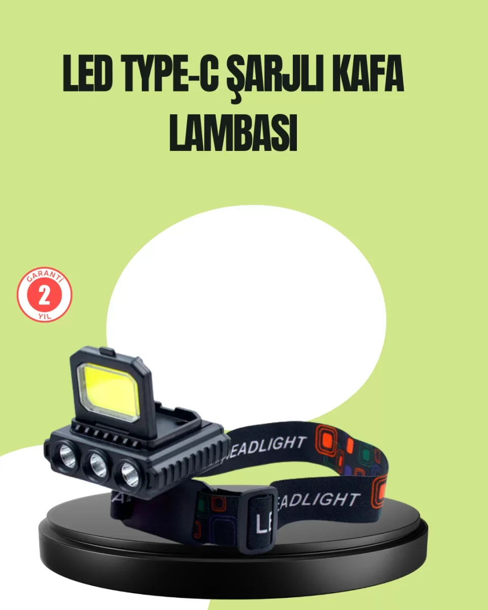 800 Lumen Çok Fonksiyonlu LED Kafa Lambası Type C Şarjlı - Lisiny