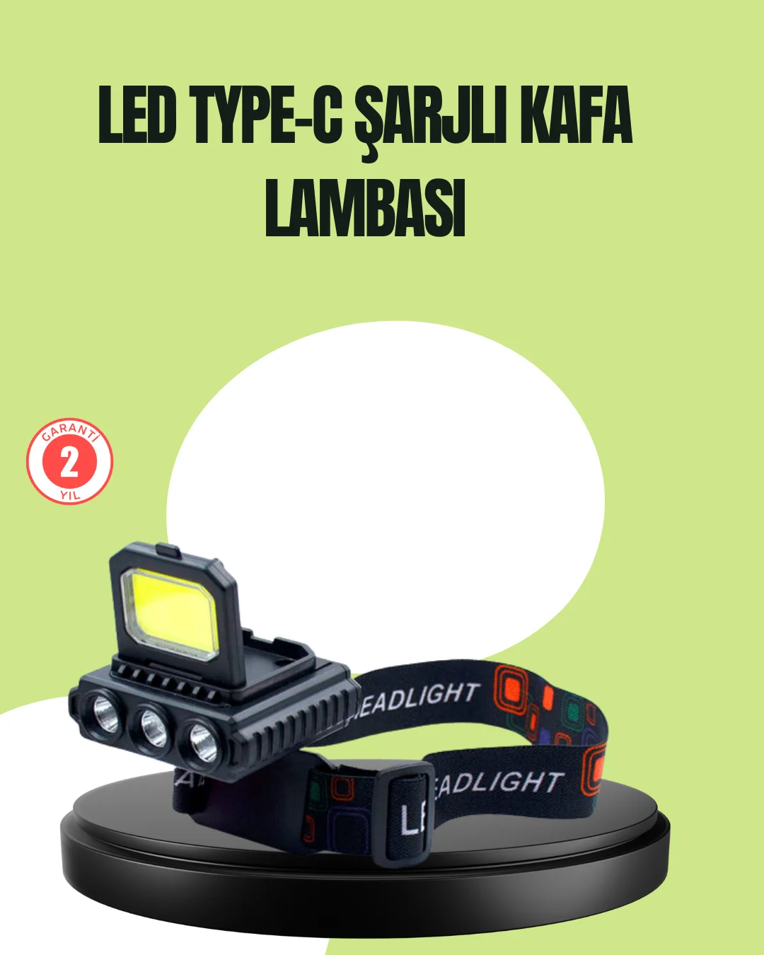 800 Lumen Çok Fonksiyonlu LED Kafa Lambası Type C Şarjlı 800 Lumen Çok Fonksiyonlu LED Kafa Lambası Type C Şarjlı