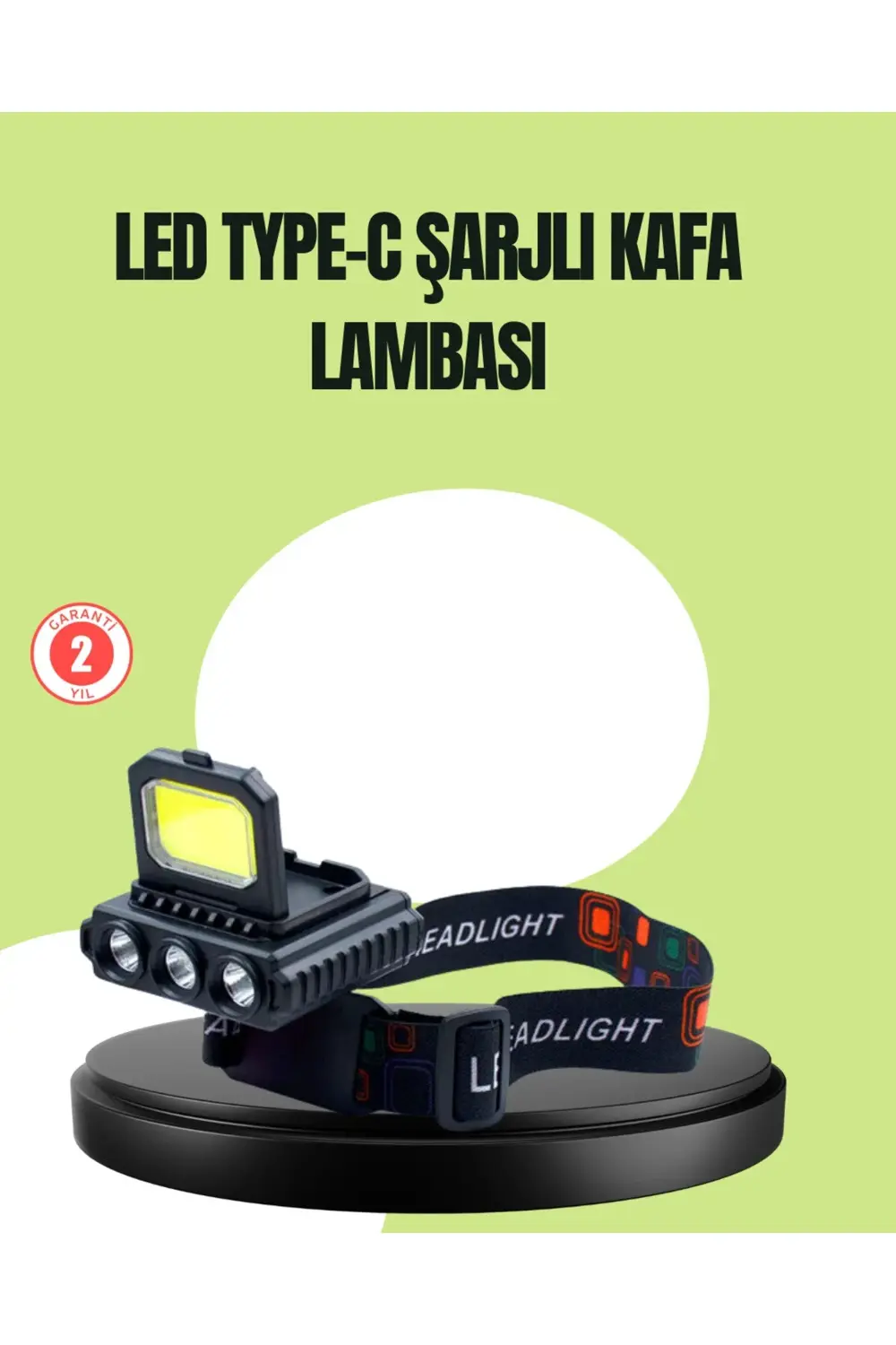 800 Lumen Çok Fonksiyonlu LED Kafa Lambası Type C Şarjlı