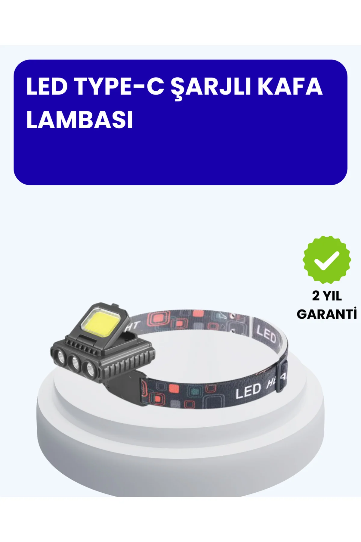 800 Lumen LED Kafa Lambası COB ve XPE Led Type C Şarjlı Ayarlanabilir