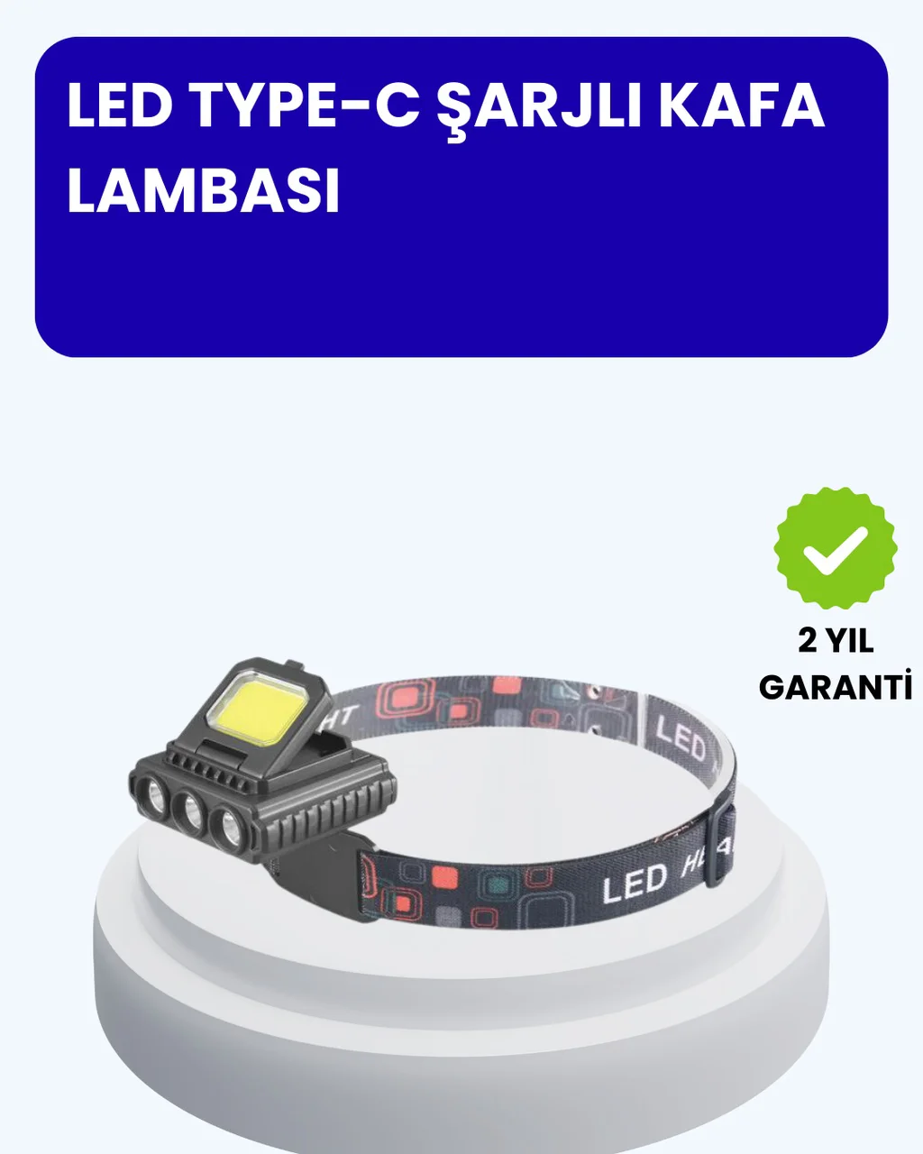 800 Lumen Led Kafa Lambası Cob Ve Xpe Led Type C Şarjlı Ayarlanabilir - Lisinya Diğer