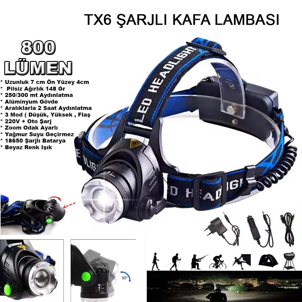 800 Lümen Tx6 Şarjlı Zoomlu Kafa Feneri Wt-120 800 Lümen Tx6 Şarjlı Zoomlu Kafa Feneri Wt-120 Fiyatı, Yorumları ve Özellikleri