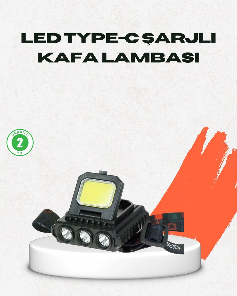 800 Lumen USB Şarjlı Kafa Feneri - Ayarlanabilir COB ve XPE LED ile Güçlü Aydınlatma
