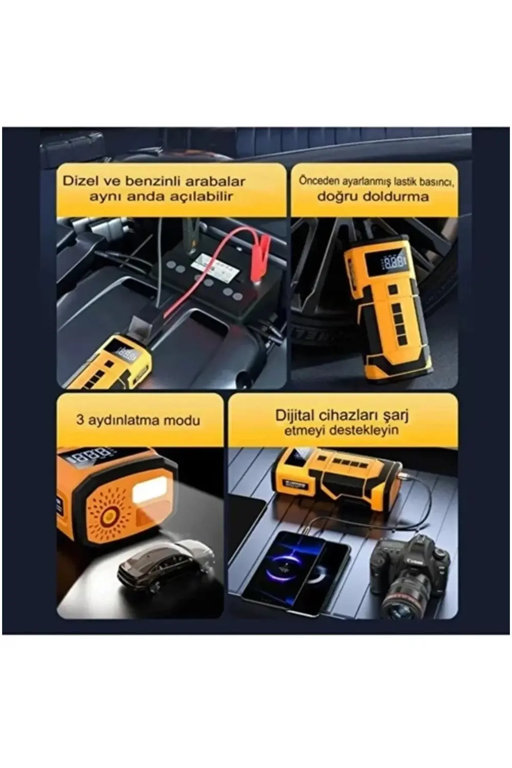 8000 Mah Taşnabilir Dijital Ekranlı Araç Akü Takviyeli,powerbank,