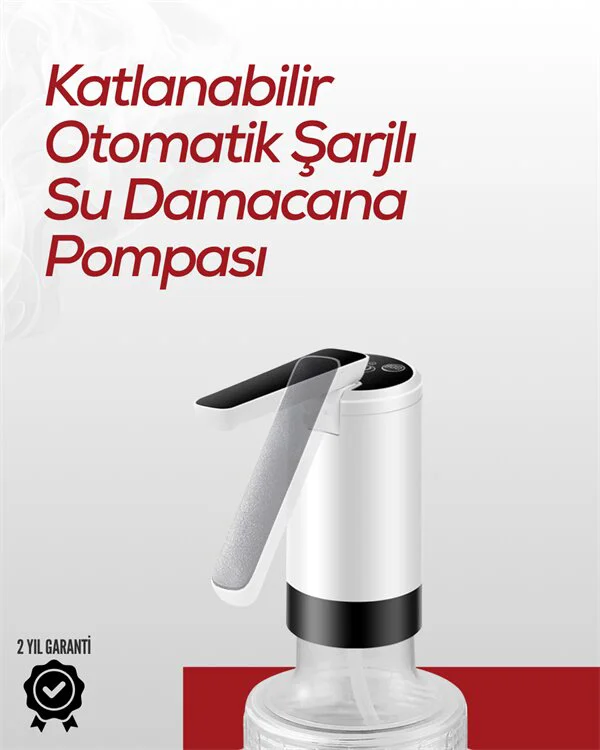 8000 mAh USB Şarjlı Katlanabilir Su Pompası - Tek Tuşla Başlat, Cam Damacana Uyumlu, 4W Enerji Tasarruflu