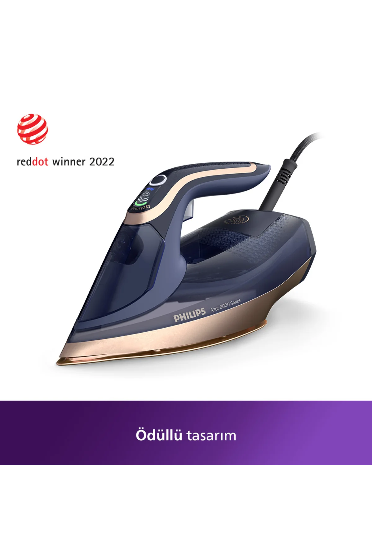 8000 Serisi Azur Buharlı Ütü, 3000W, 260 g Turbo Şok Buhar, Sıfır