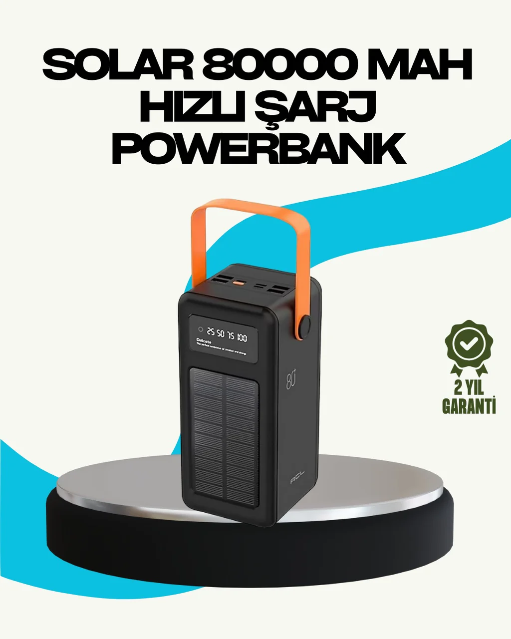 80000 Mah Güneş Enerjili Powerbank 4 Kablolu Type C Lightning Micro Usb - Lisinya Diğer