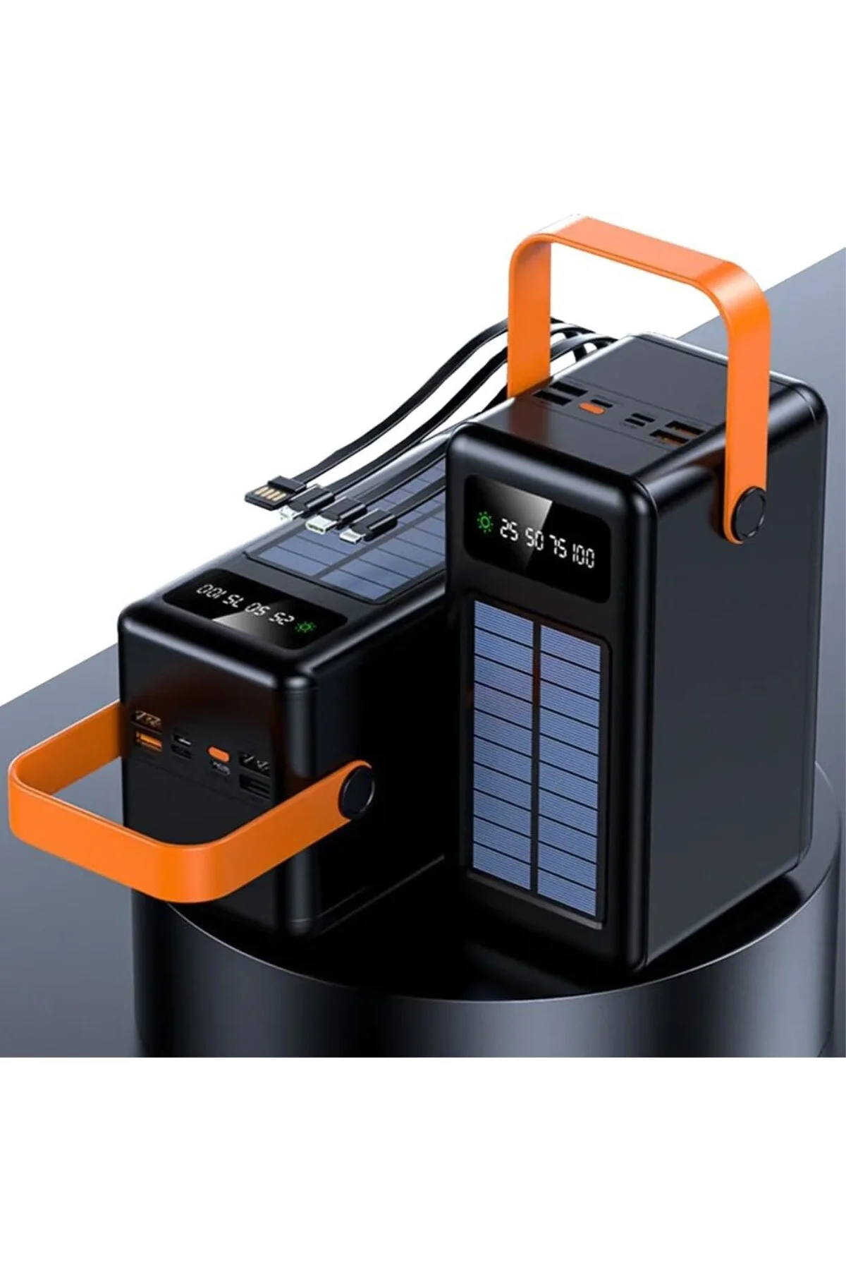 80000 mAh Solar Taşınabilir Şarj Cihazı, Dijital Ekranlı, LED Işı