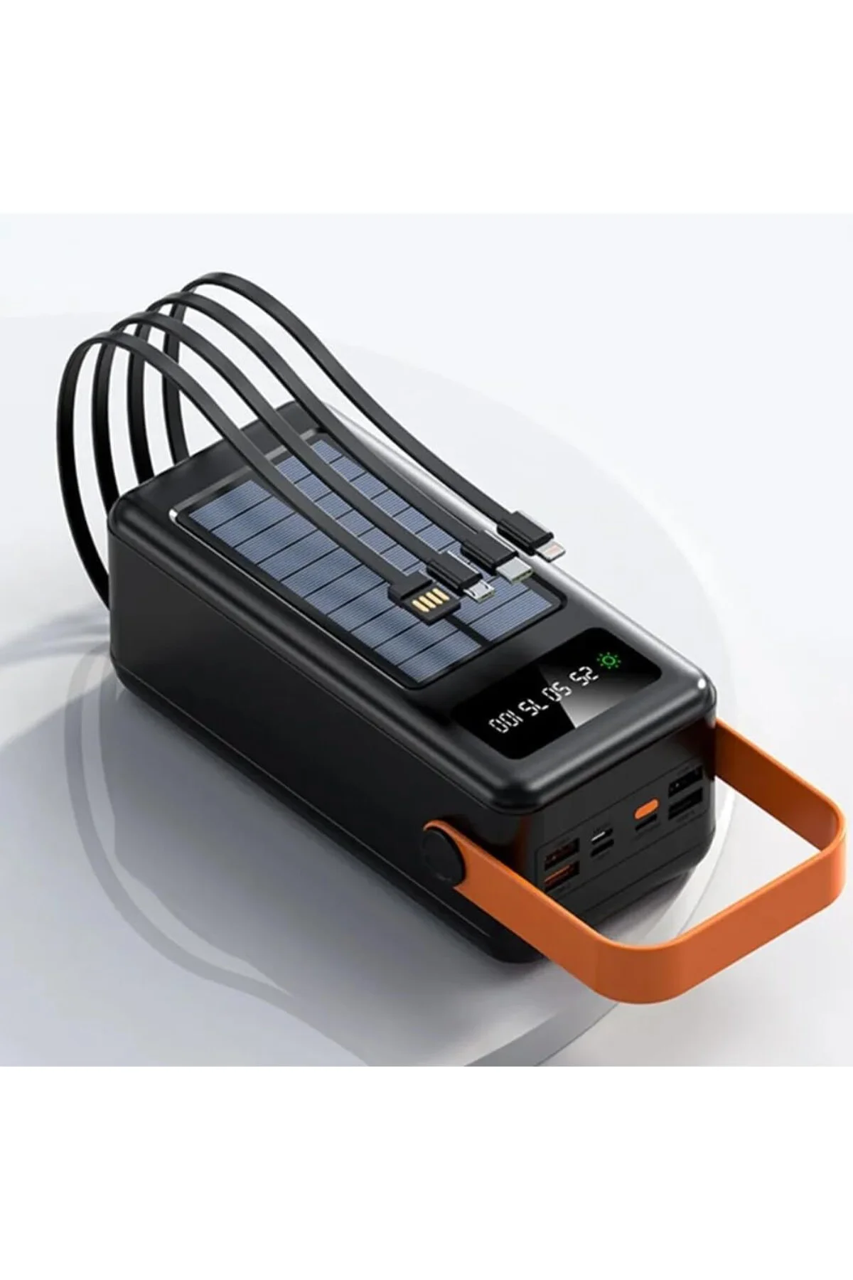 80000 mAh Solar Taşınabilir Şarj Cihazı, Dijital Ekranlı, LED Işı