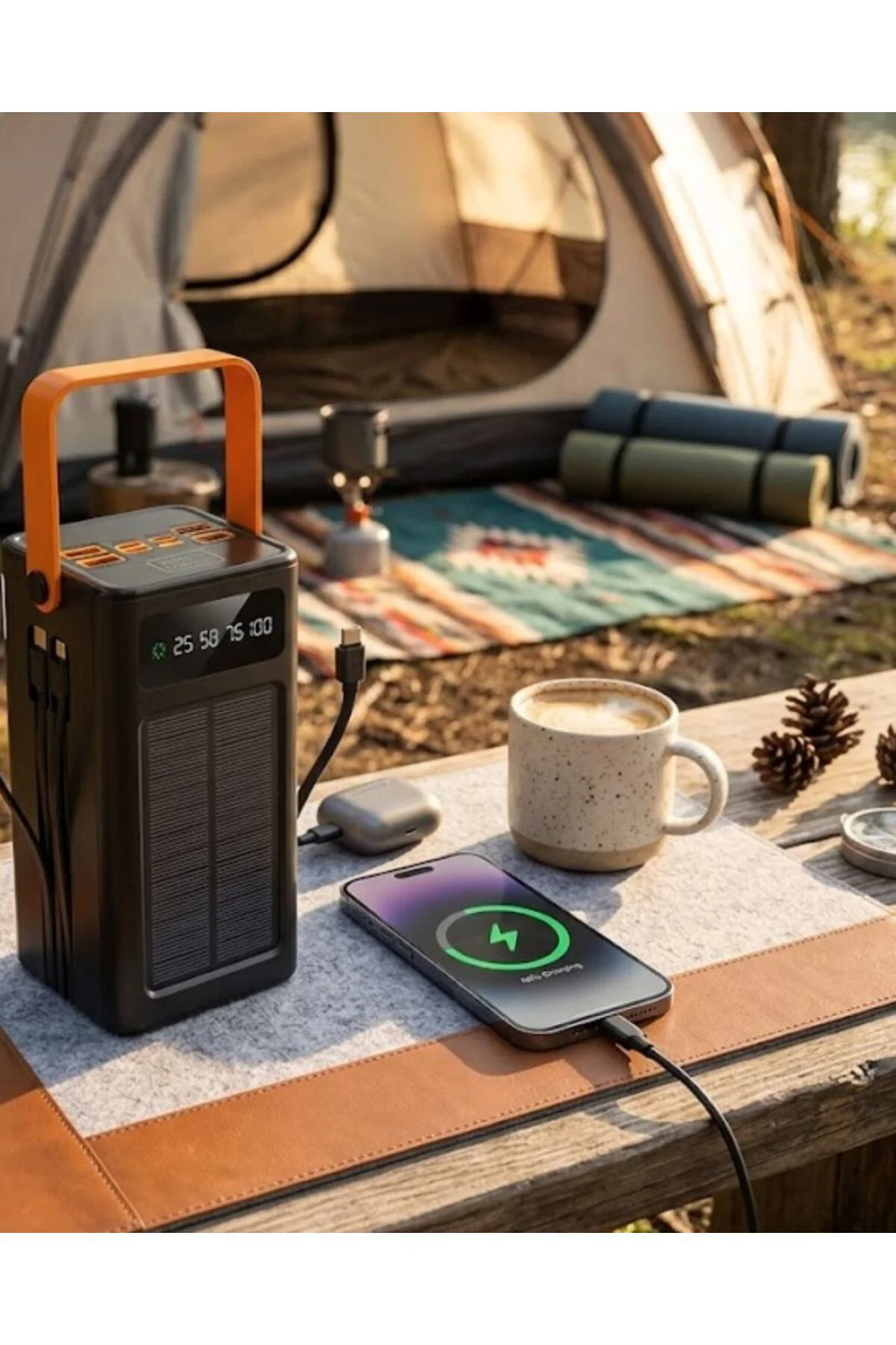 80.000 Solar Şarj Özellikli Yüksek Kapasiteli Powerbank Hızlı Şar