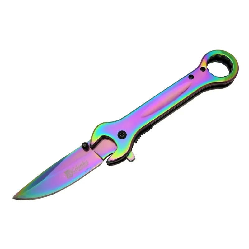 Just Cheap Store 8000A Anahtar Görünümlü Renkli Kamp Çaki 19 Cm - Otomatik, Metal 