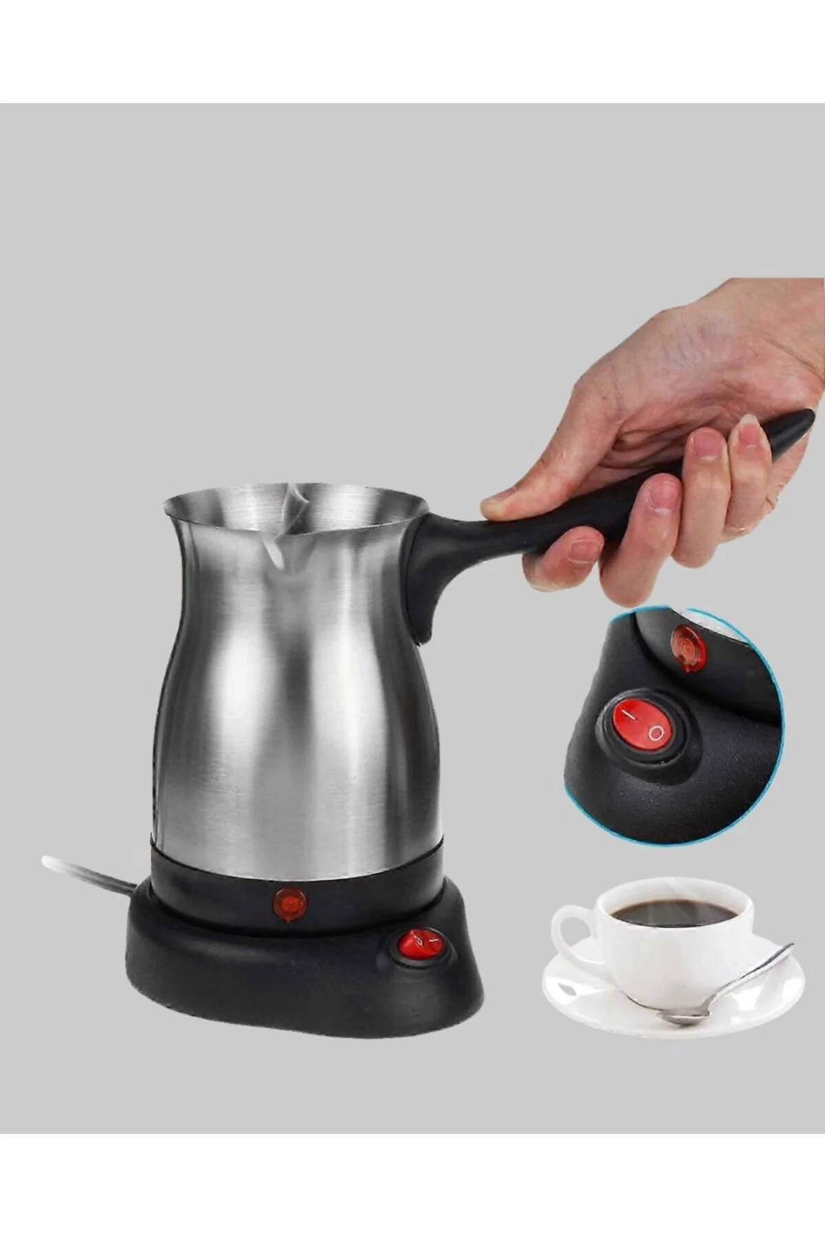 800w Paslanmaz Elektrikli Cezve Gizli Rezistans Ve Ergonomik Kulp