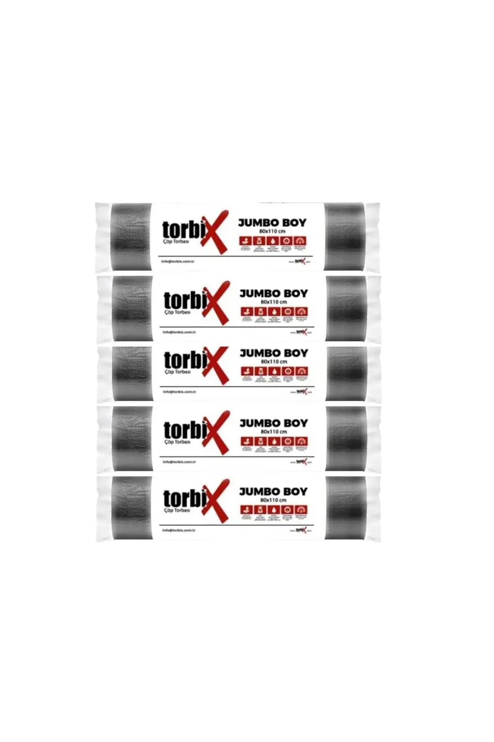 80*110 Endüstriyel Jumbo Çöp Poşeti 400 Gr 5 Rulo Paket