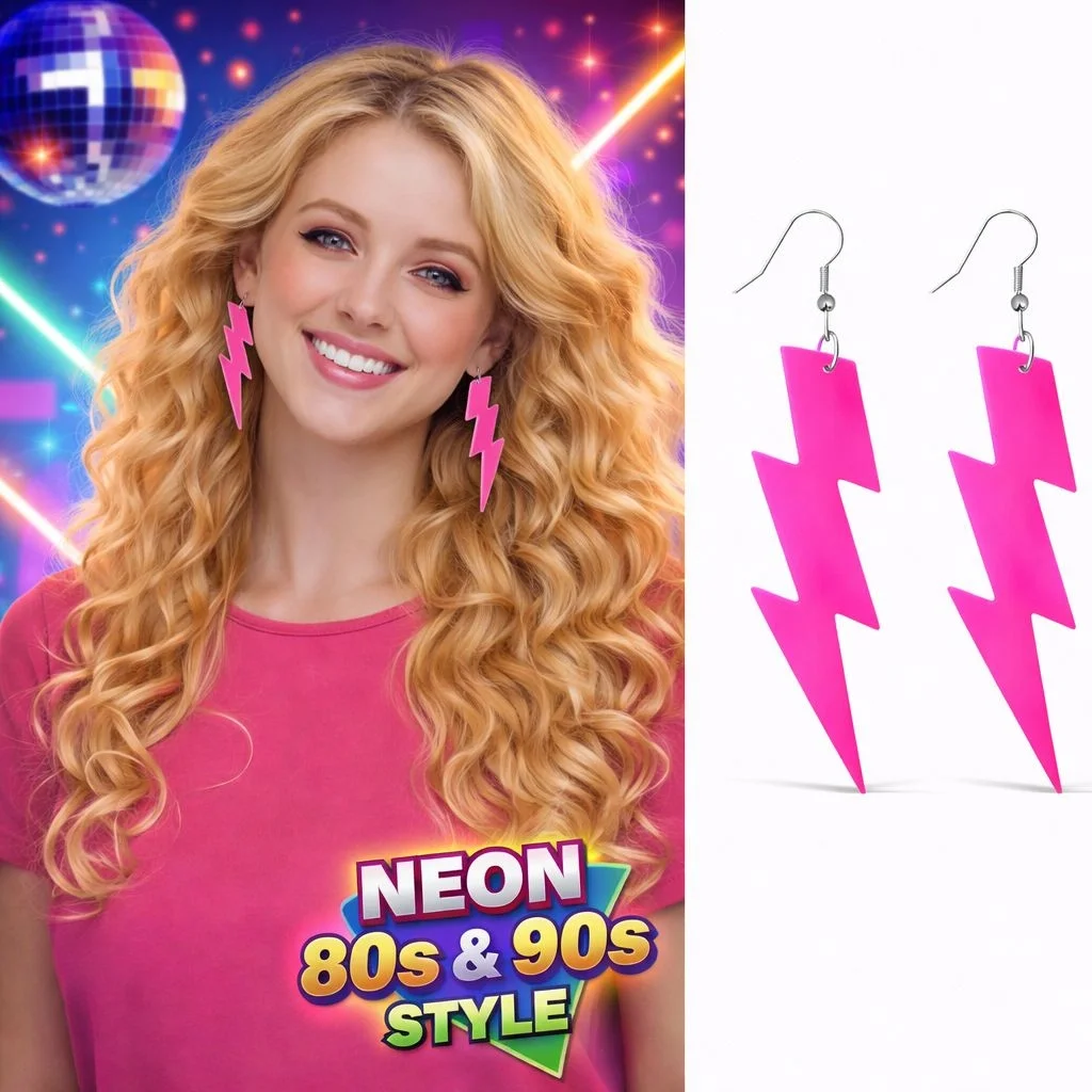 80’ler 90&amp;apos;lar Retro Neon Pembe Şimşek Küpe 10 Cm Bx40 Fiyatı, Yorumları ve Özellikleri