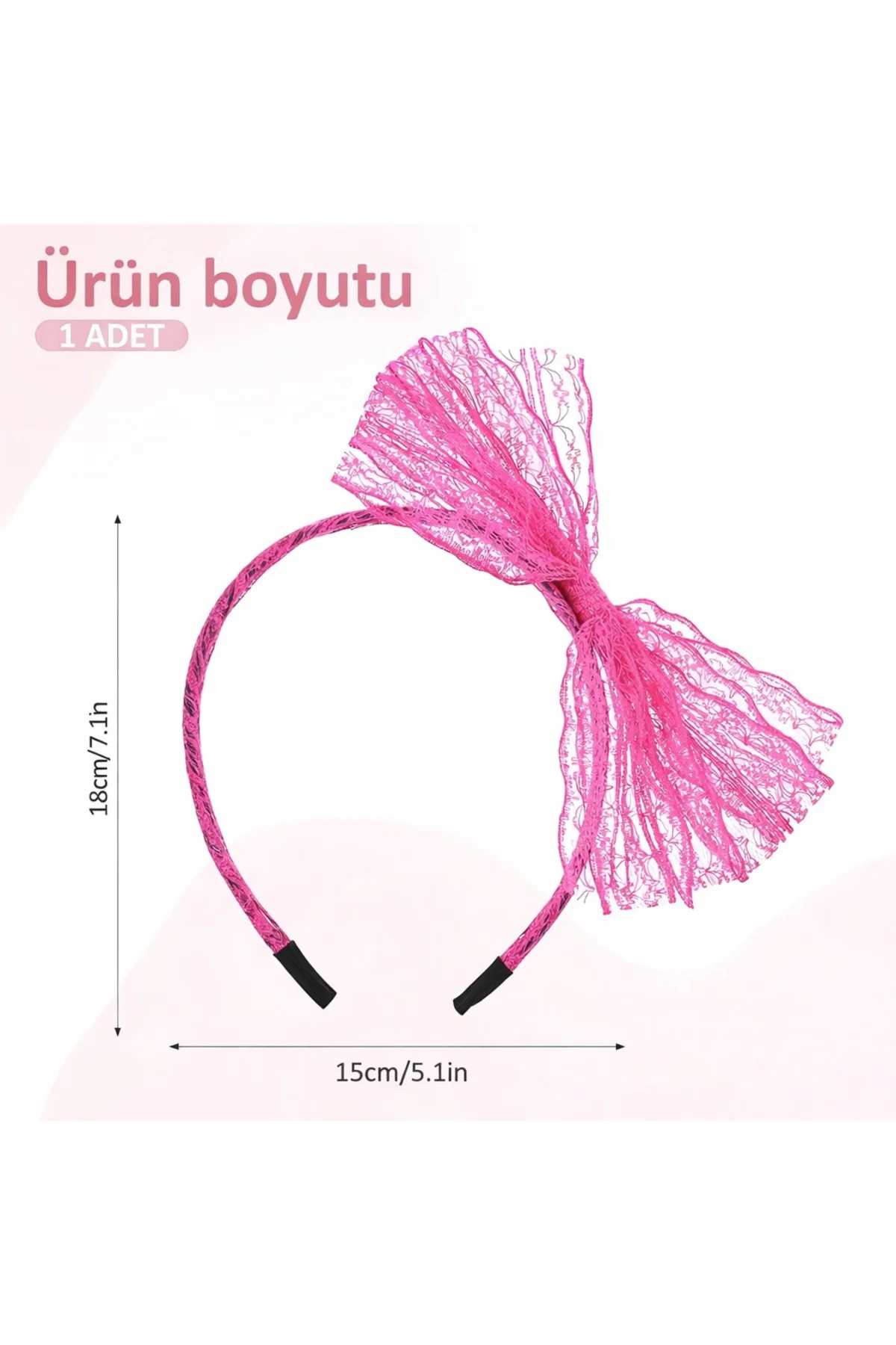 80’ler 90’lar Neon Pembe Dantel Taç Fiyonklu