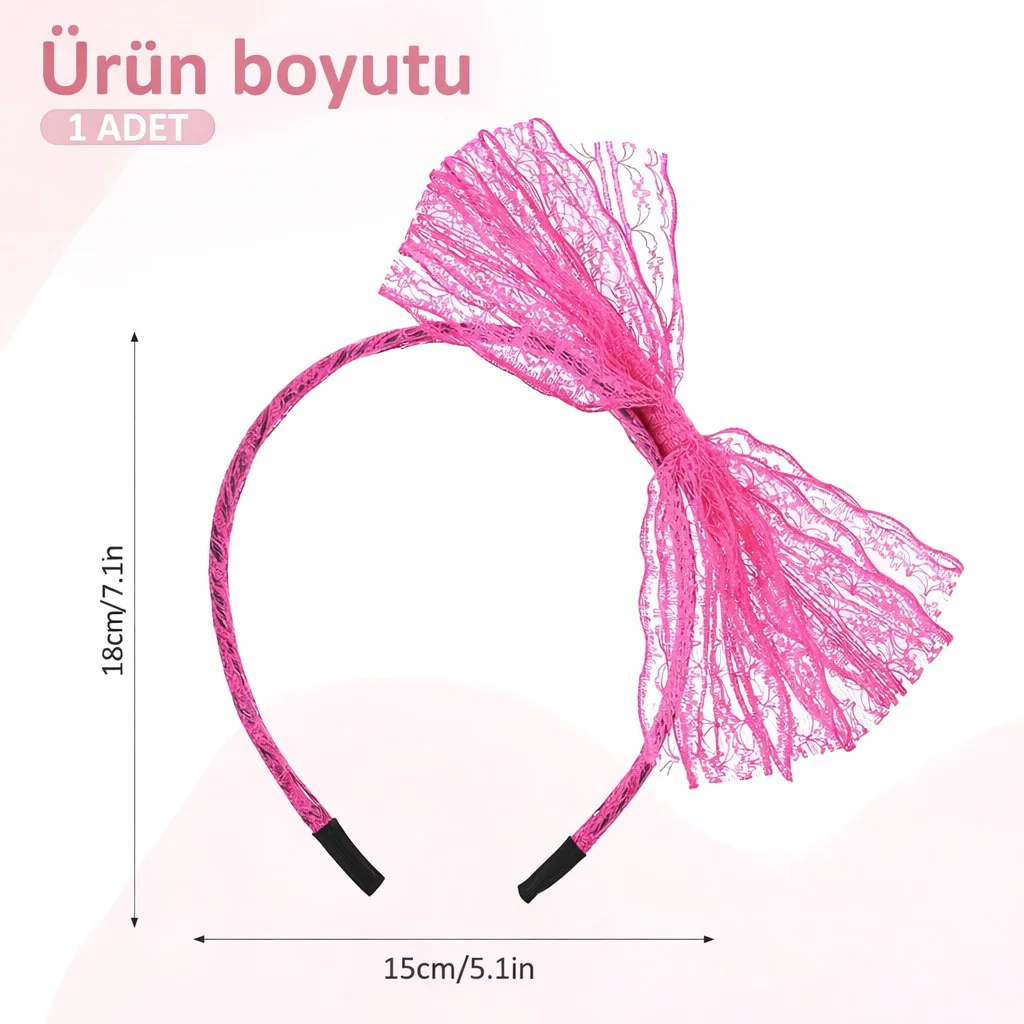 80’ler 90’lar Neon Pembe Dantel Taç Fiyonklu (4741) 80’ler 90’lar Neon Pembe Dantel Taç Fiyonklu (4741)