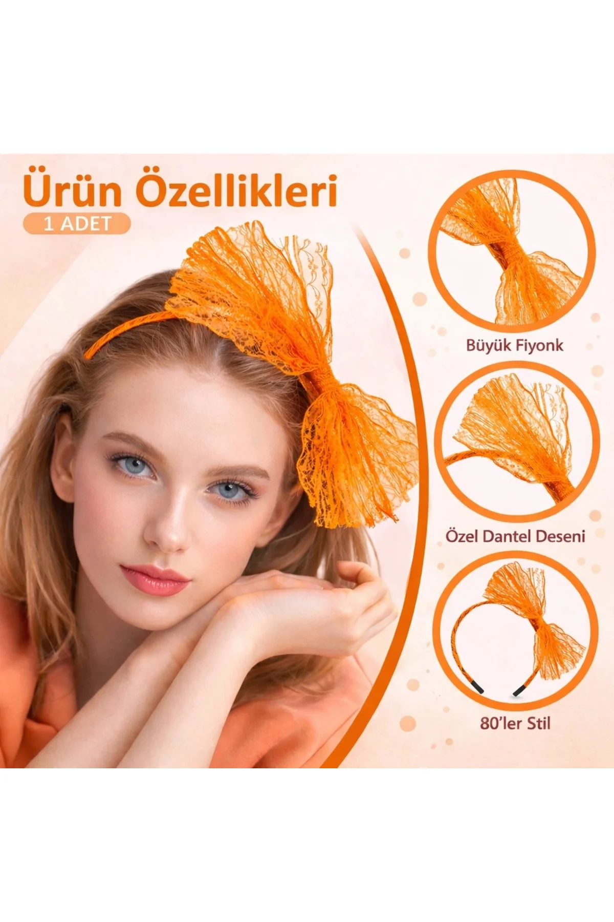 80’ler 90’lar Neon Tcu Dantel Taç Fiyonklu