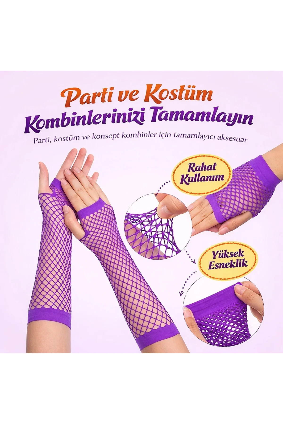 80’ler 90’lar Retro Mor File Parmaksız Eldiven 26 cm 80’ler 90’lar Retro Mor File Parmaksız Eldiven 26 cm