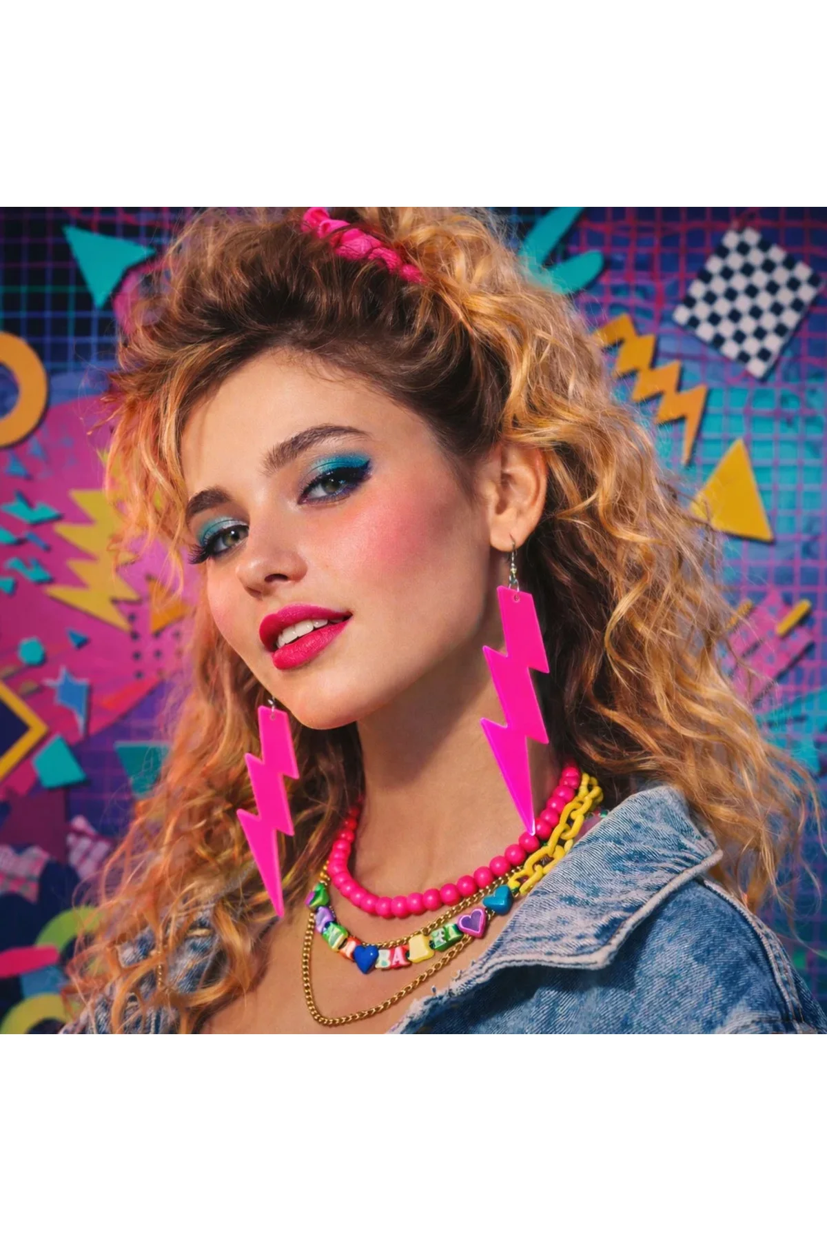 80’ler 90'lar Retro Neon Pembe Şimşek Küpe 10 cm 80’ler 90'lar Retro Neon Pembe Şimşek Küpe 10 cm