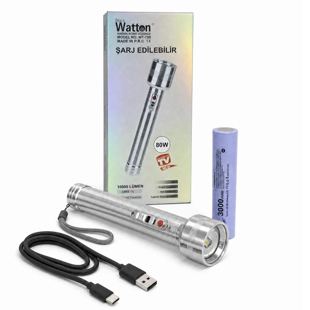 80w Işık Gücü 10.000 Lümen Nostalji Tip El Feneri WT-750 80w Işık Gücü 10.000 Lümen Nostalji Tip El Feneri WT-750