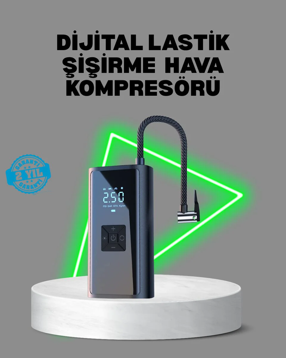 80W Kablosuz Dijital Ekranlı Taşınabilir Lastik Şişirme Pompası Fiyatı, Yorumları ve Özellikleri