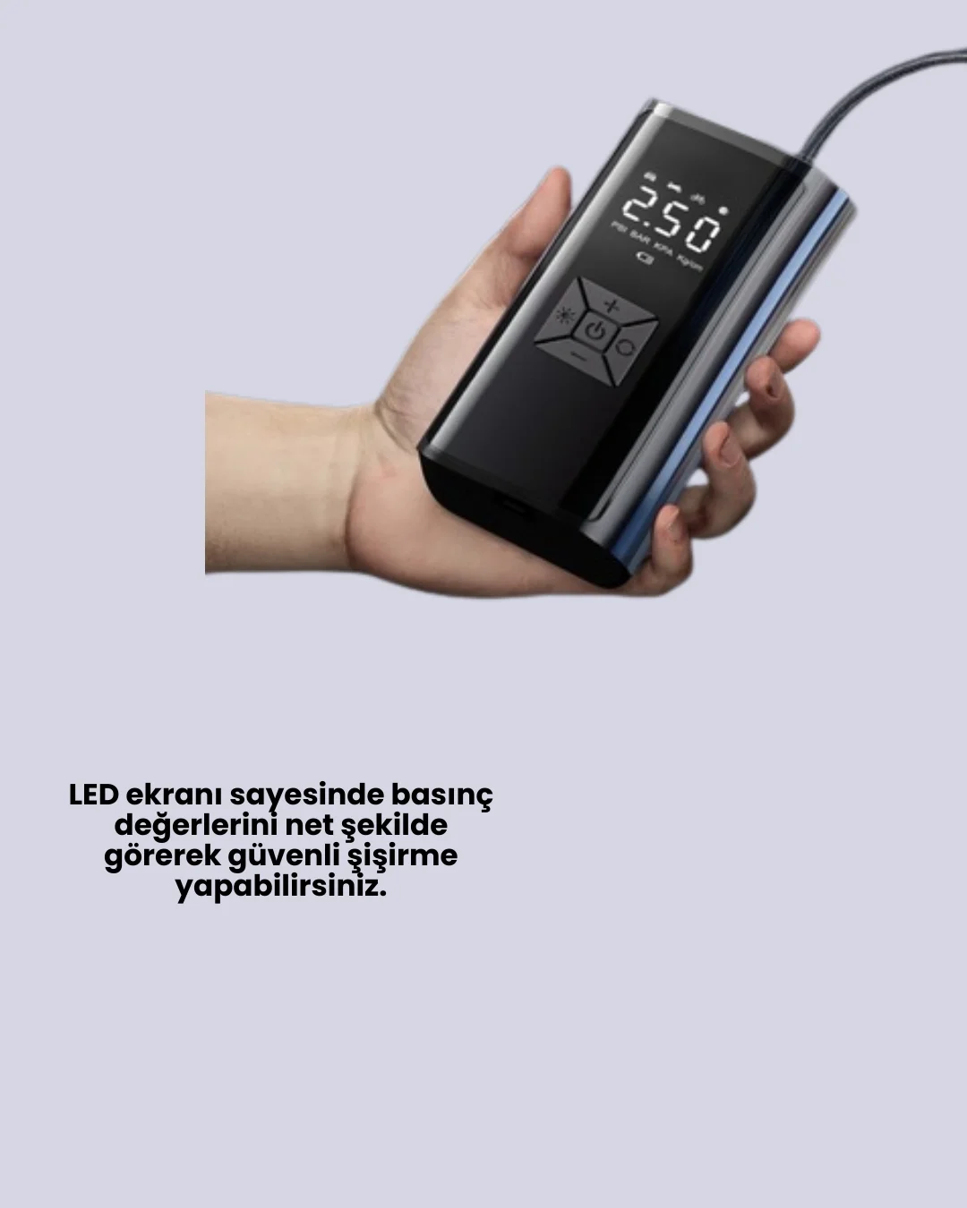 80W Kablosuz Dijital Ekranlı Taşınabilir Lastik Şişirme Pompası