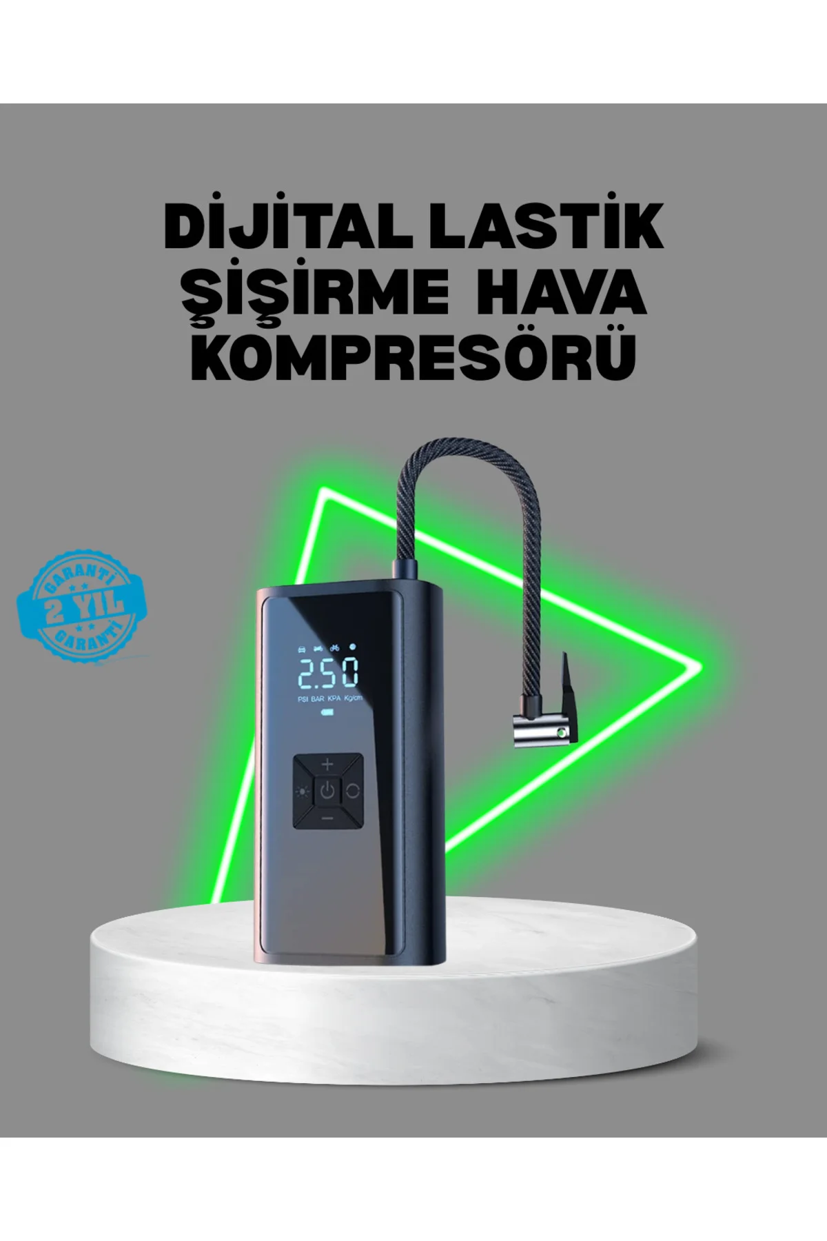 80W Kablosuz Dijital Ekranlı Taşınabilir Lastik Şişirme Pompası