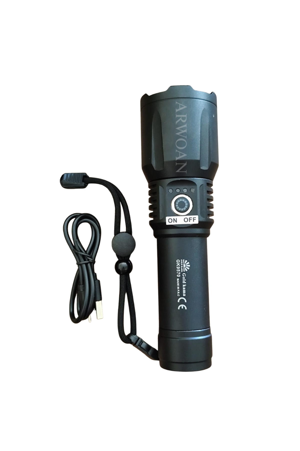 80W LED El Feneri - Zoom Özellikli, 8 Saat Çalışma Süresi