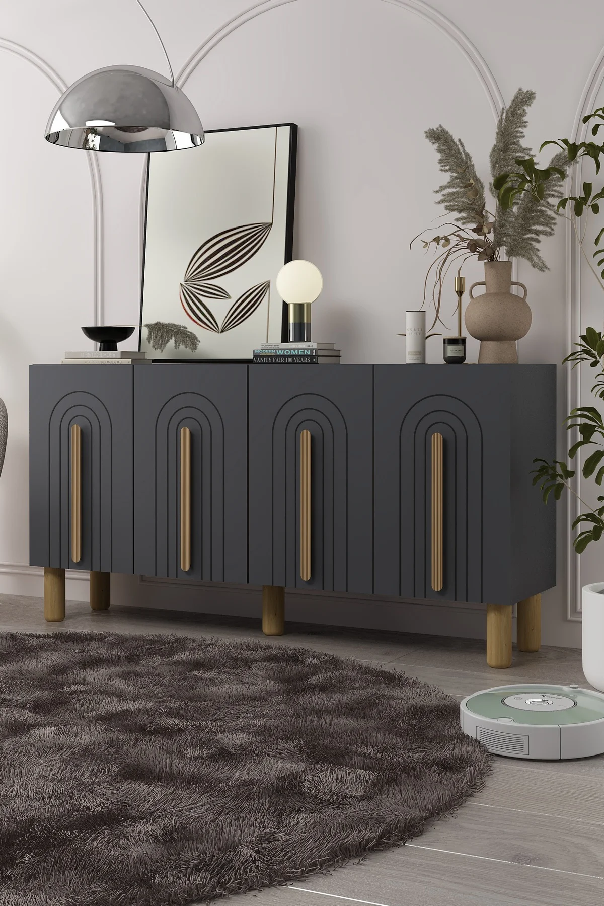 8195-128CT KB150 KONSOL TV ÜNİTESİ ANTRASİT-SAFİRMEŞE