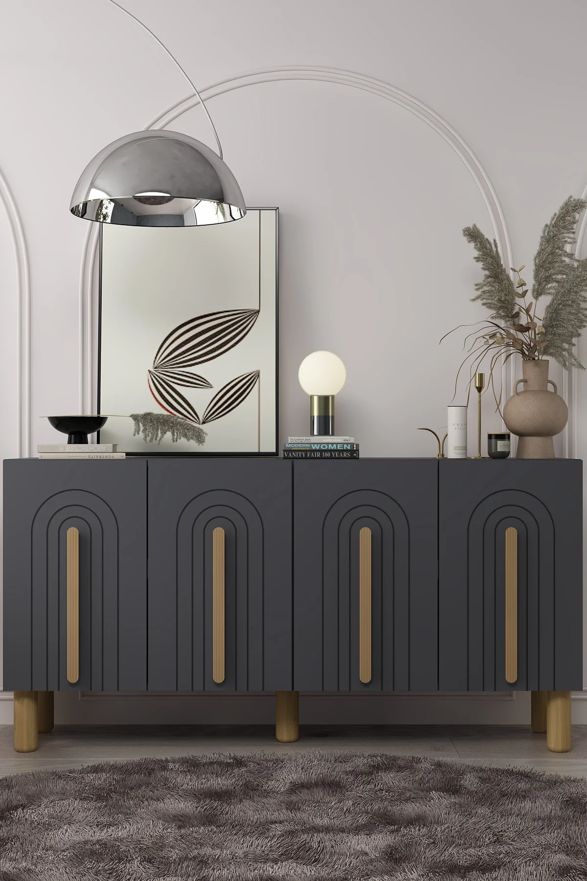 8195-128CT KB150 KONSOL TV ÜNİTESİ ANTRASİT-SAFİRMEŞE