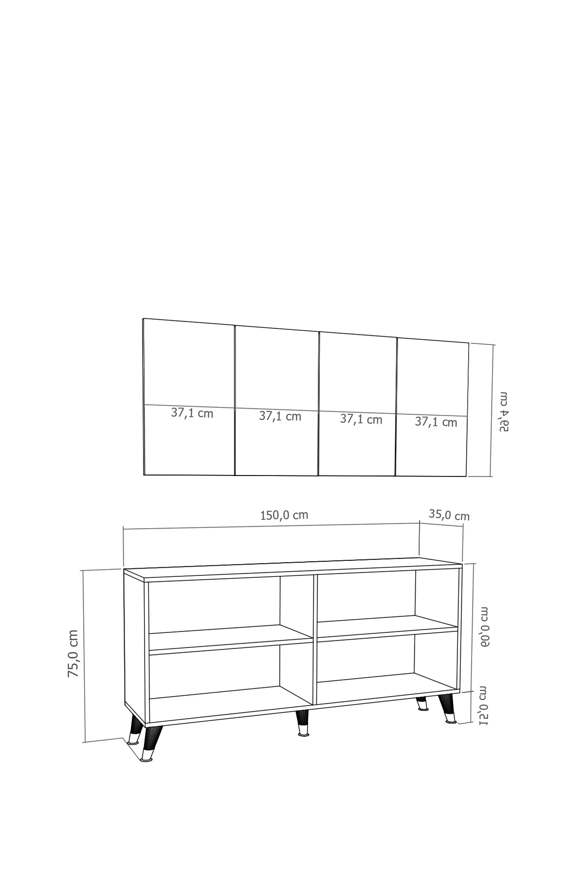 8204-1CT KB150 KONSOL, TV ÜNİTESİ ANTRASİT-ALTIN