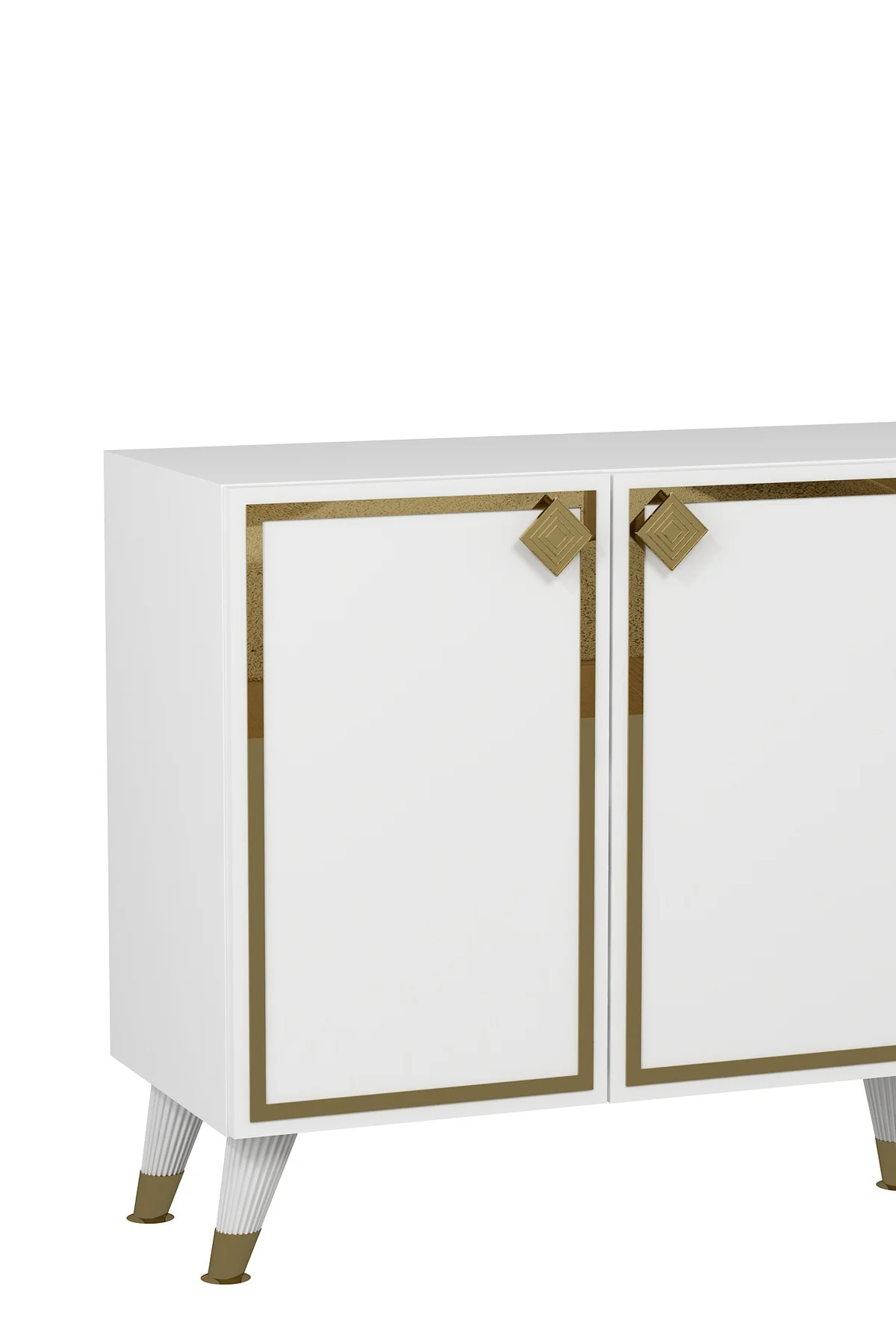 8206-1CT KB150 KONSOL, TV ÜNİTESİ BEYAZ-ALTIN