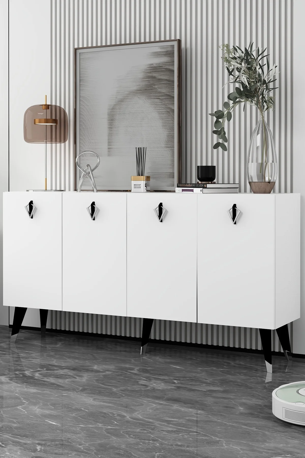 8207-32CT KB150 KONSOL, TV ÜNİTESİ ANTRASİT-SİYAH-ALTIN